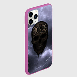 Чехол iPhone 11 Pro матовый Bones череп, цвет: 3D-фиолетовый — фото 2