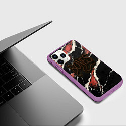 Чехол iPhone 11 Pro матовый Bones черви, цвет: 3D-фиолетовый — фото 2