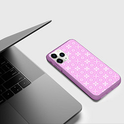 Чехол iPhone 11 Pro матовый Бело розовый ажурный кружевной узор, цвет: 3D-фиолетовый — фото 2