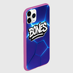 Чехол iPhone 11 Pro матовый Bones белое лого на синих плитах, цвет: 3D-фиолетовый — фото 2