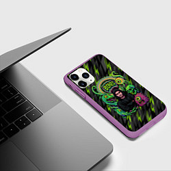 Чехол iPhone 11 Pro матовый Bones психоделический стиль, цвет: 3D-фиолетовый — фото 2