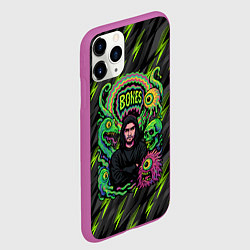 Чехол iPhone 11 Pro матовый Bones психоделический стиль, цвет: 3D-фиолетовый — фото 2
