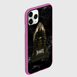 Чехол iPhone 11 Pro матовый Bones сидит на троне из черепов, цвет: 3D-фиолетовый — фото 2