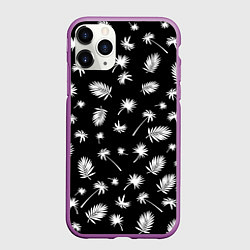 Чехол iPhone 11 Pro матовый Текстура черной гавайской рубашки, цвет: 3D-фиолетовый
