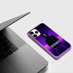 Чехол iPhone 11 Pro матовый Bones retrowave, цвет: 3D-фиолетовый — фото 2