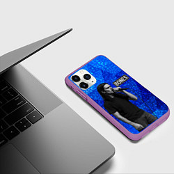 Чехол iPhone 11 Pro матовый Bones стоит с микрофоном, цвет: 3D-фиолетовый — фото 2