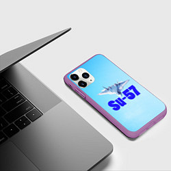 Чехол iPhone 11 Pro матовый Su-57, цвет: 3D-фиолетовый — фото 2