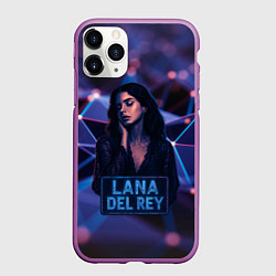Чехол iPhone 11 Pro матовый Lana Del Rey и неоновая вывеска, цвет: 3D-фиолетовый