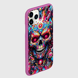 Чехол iPhone 11 Pro матовый Art cyber skull - ai art fantasy, цвет: 3D-фиолетовый — фото 2