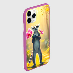 Чехол iPhone 11 Pro матовый Лемур несёт орхидеи для любимой, цвет: 3D-фиолетовый — фото 2