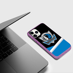 Чехол iPhone 11 Pro матовый Даллас Маверикс - линии, цвет: 3D-фиолетовый — фото 2