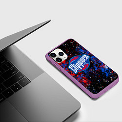 Чехол iPhone 11 Pro матовый Клипперс - цветовой хаос, цвет: 3D-фиолетовый — фото 2