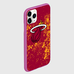 Чехол iPhone 11 Pro матовый Майами Хит - брызги красок, цвет: 3D-фиолетовый — фото 2
