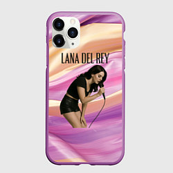 Чехол iPhone 11 Pro матовый Lana Del Rey поет в микрофон, цвет: 3D-фиолетовый