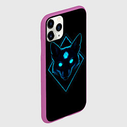 Чехол iPhone 11 Pro матовый Неоновая лисица в ромбе, цвет: 3D-фиолетовый — фото 2