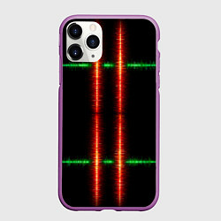 Чехол iPhone 11 Pro матовый Color black green red lines, цвет: 3D-фиолетовый