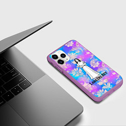 Чехол iPhone 11 Pro матовый Lana Del Rey нарисованная черными линиями, цвет: 3D-фиолетовый — фото 2