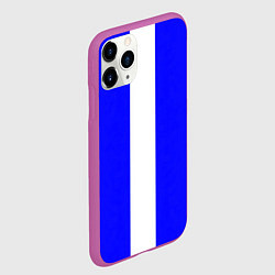 Чехол iPhone 11 Pro матовый Color white blue line, цвет: 3D-фиолетовый — фото 2