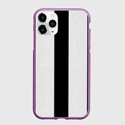 Чехол iPhone 11 Pro матовый Color black light gray line, цвет: 3D-фиолетовый