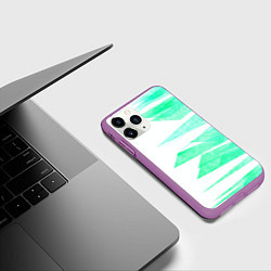 Чехол iPhone 11 Pro матовый Color white light blue strip, цвет: 3D-фиолетовый — фото 2