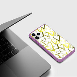 Чехол iPhone 11 Pro матовый Зеленые сердца, цвет: 3D-фиолетовый — фото 2