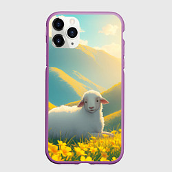 Чехол iPhone 11 Pro матовый Овечка в цветочной долине, цвет: 3D-фиолетовый