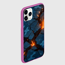 Чехол iPhone 11 Pro матовый Разлом камуфляжный плит, цвет: 3D-фиолетовый — фото 2