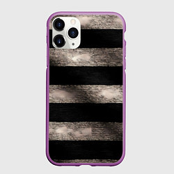Чехол iPhone 11 Pro матовый Черно-белая тельняшка текстура, цвет: 3D-фиолетовый