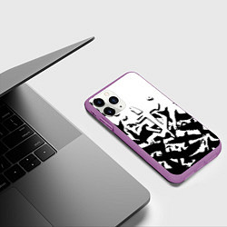 Чехол iPhone 11 Pro матовый Doom black crow logo, цвет: 3D-фиолетовый — фото 2