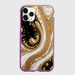 Чехол iPhone 11 Pro матовый Черный агат и жидкое золото, цвет: 3D-фиолетовый