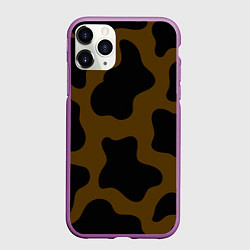 Чехол iPhone 11 Pro матовый Коричневая коровья расцветка, цвет: 3D-фиолетовый