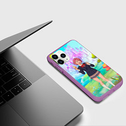 Чехол iPhone 11 Pro матовый Дандадан Сиратори Айра держит мороженое, цвет: 3D-фиолетовый — фото 2