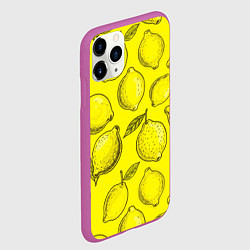 Чехол iPhone 11 Pro матовый Яркий лимонный узор - паттерн, цвет: 3D-фиолетовый — фото 2