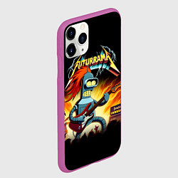 Чехол iPhone 11 Pro матовый Bender is a hard rock guitarist - Futurama, цвет: 3D-фиолетовый — фото 2
