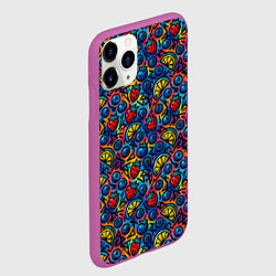 Чехол iPhone 11 Pro матовый Тропические ягоды и фрукты паттерн, цвет: 3D-фиолетовый — фото 2