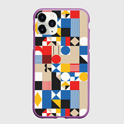 Чехол iPhone 11 Pro матовый Геометрический балаган, цвет: 3D-фиолетовый