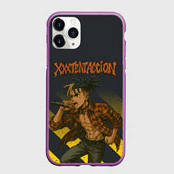 Чехол iPhone 11 Pro матовый XXXTentacion с микрофоном в аниме стиле, цвет: 3D-фиолетовый