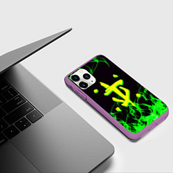 Чехол iPhone 11 Pro матовый Doom кислотное лого, цвет: 3D-фиолетовый — фото 2