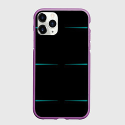 Чехол iPhone 11 Pro матовый Color black blue stripes, цвет: 3D-фиолетовый
