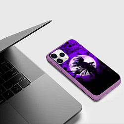 Чехол iPhone 11 Pro матовый Самурай при луне, цвет: 3D-фиолетовый — фото 2