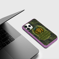 Чехол iPhone 11 Pro матовый Лев - сила мужество отвага, цвет: 3D-фиолетовый — фото 2