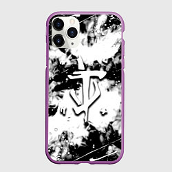 Чехол iPhone 11 Pro матовый Doom краски всплеск белые, цвет: 3D-фиолетовый