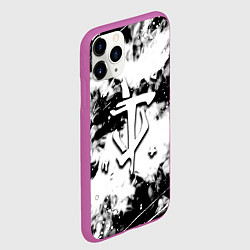 Чехол iPhone 11 Pro матовый Doom краски всплеск белые, цвет: 3D-фиолетовый — фото 2