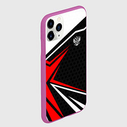 Чехол iPhone 11 Pro матовый Герб России - красный спортивный, цвет: 3D-фиолетовый — фото 2