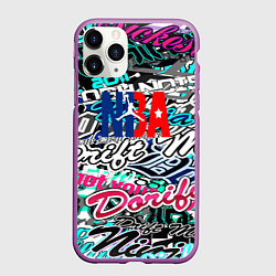 Чехол iPhone 11 Pro матовый NBA надписи текстура, цвет: 3D-фиолетовый