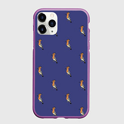 Чехол iPhone 11 Pro матовый Клевая птица удод на фиолетовом фоне