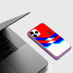 Чехол iPhone 11 Pro матовый Doom geometry cyber sport, цвет: 3D-фиолетовый — фото 2