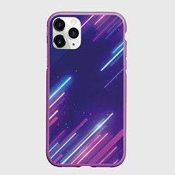 Чехол iPhone 11 Pro матовый Абстракция бело синие красные полосы, цвет: 3D-фиолетовый