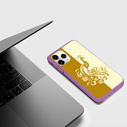 Чехол iPhone 11 Pro матовый Жар-птица в золотом, цвет: 3D-фиолетовый — фото 2