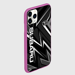 Чехол iPhone 11 Pro матовый Subaru - черный и белый, цвет: 3D-фиолетовый — фото 2